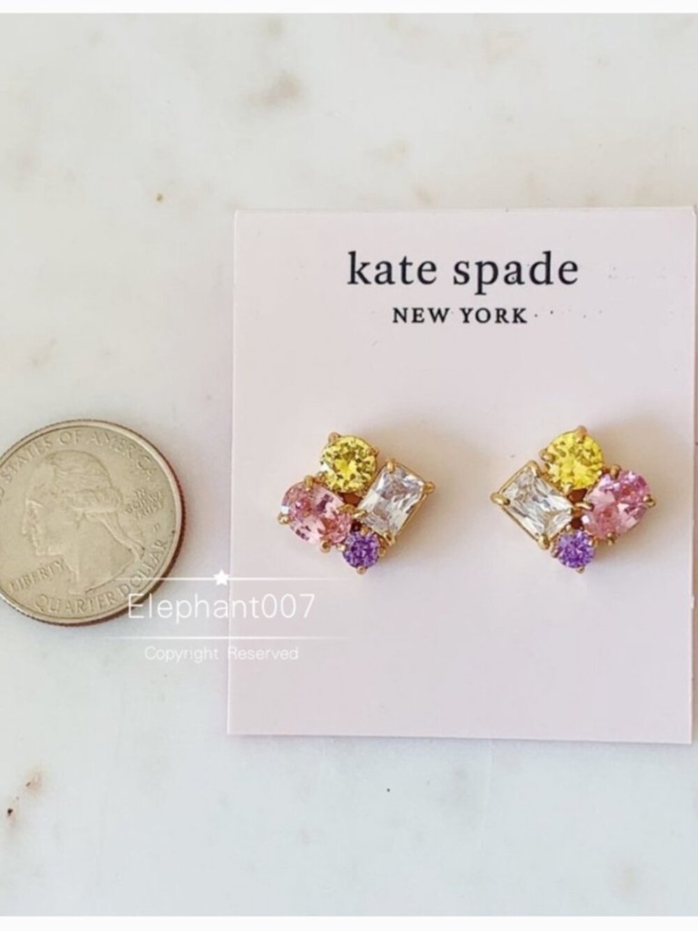 Kate Spade Colorful Crystal Stud Earrings Multicolor Gem Cluster Studs - Picture 3 of 3